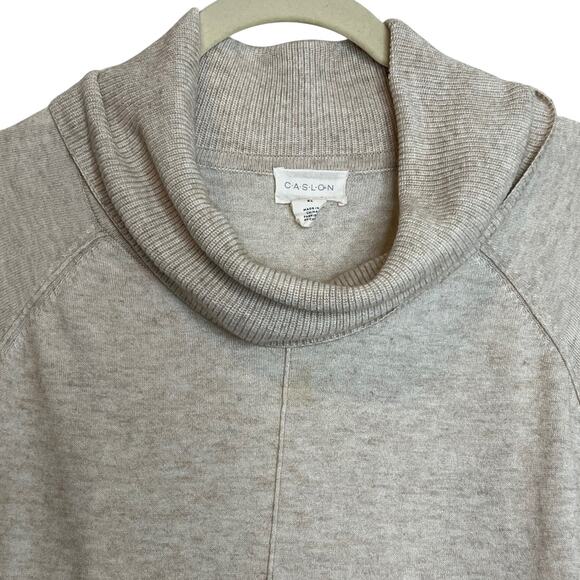Caslon Womens Cowl Neck Tunic Sweater XL Beige Oatmeal Long Sleeve Relaxed Fit - Picture 2 of 5